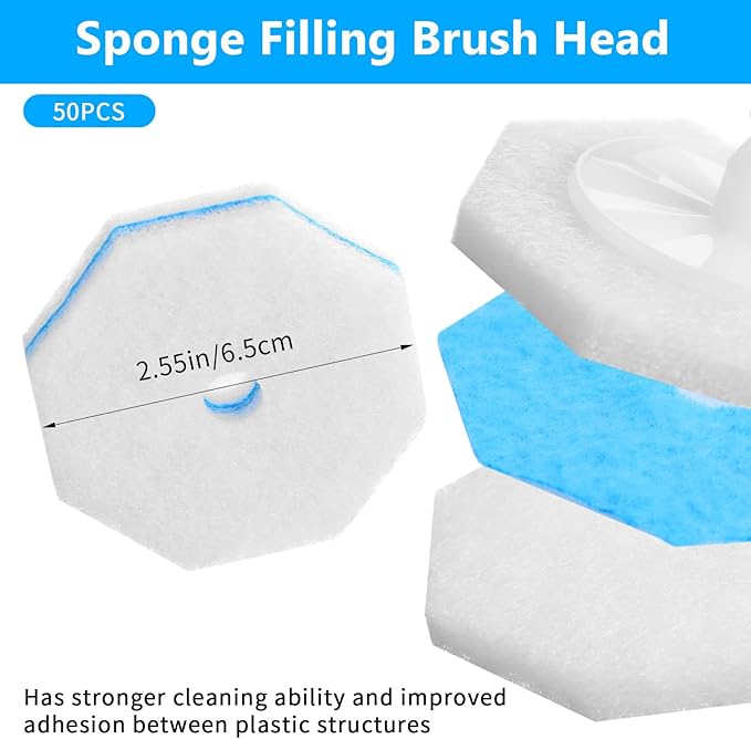 100 Pcs Toilet Wand Refills Disposable Toilet Brush Replacement Heads Disposable Sponge Refill Heads Household Cleaning Bathroom Cleaners Compatible with Most Toilet Brushes