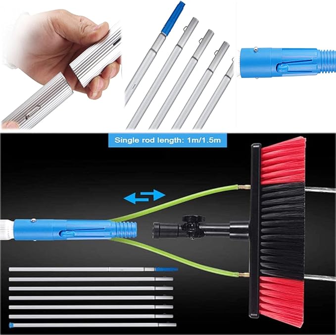 Telescopic Rod Cleaning BrushWindow Cleaner KitsGlass Cleaning BrushHose Inlet RodsTools for Cleaning Photovoltaic and Solar Panels(Size:8m)5M (7M)
