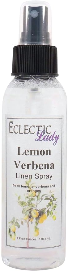 Lemon Verbena Linen Spray (Double Strength) 16 ounces - Eclectic Lady Sheet and Linen Spray - No Artificial Colors Parabens or Preservatives - Long-Lasting Scent for Bed Fabric &amp Pillow