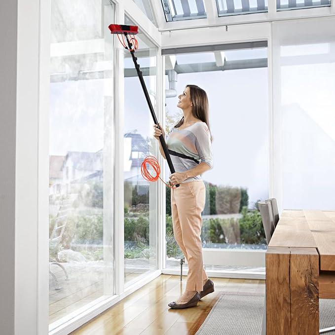 Telescopic Water Fed Pole Brush 65ft Length Stretchable Solar Panel Cleaning Brush Kit Car Glass Washing Equipment Tool Outdoor Window Cleaner w/Hose Extension Pole Water Spray Washer(65ft)