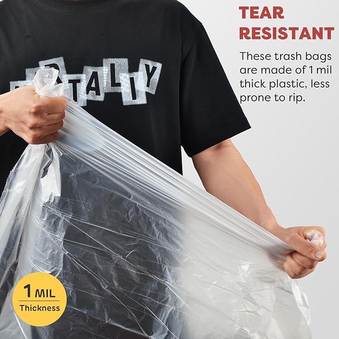 21 Gallon Trash Bags XL-Large Garbage Bags with Drawstring 108 Count Heavy Duty Trash Can Liners for Kitchen Office Yard Commercial Use Clear