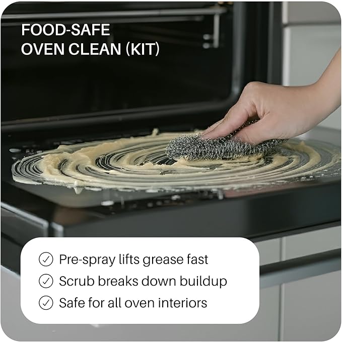Everneat Oven Cleaning Kit: Natural Oven Cleaner and Kitchen Cleaner | Heavy Duty | Grill Cooktop &amp Rack | Fume-free &amp Safe to Clean All Ovens (Purify) | Non-toxic | Refillable Plastic Jar &a