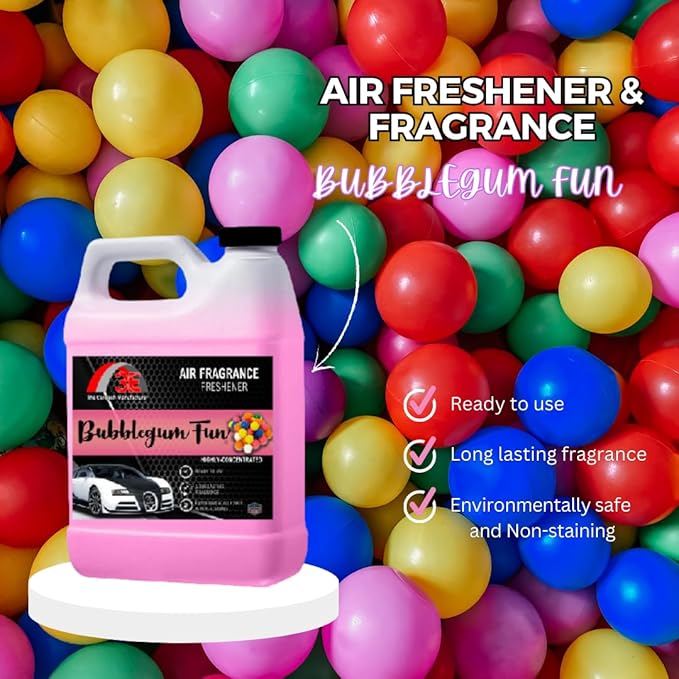 Bubblegum Fun Premium Air Freshener &amp Odor Eliminator – Long-Lasting Premium Scent Half Gallon (64 oz) Car Home Office Pet Bathroom Smoke Trash Odors Made in the USA