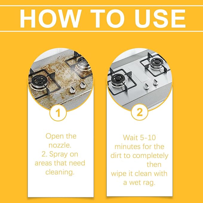 Heavy Duty Kitchen Degreaser Spray 4 FL Oz Heavy Oil Cleaner Stain Oil Stain Cleaner Multi Functiona Foam Cleaning Spray For Oven Stove Top Range Hood Sink (2PC)