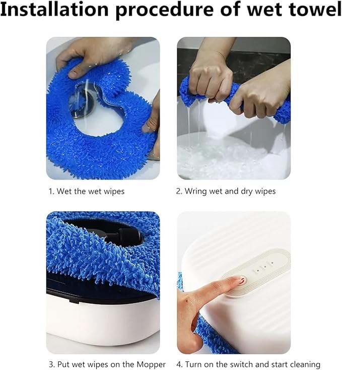 4Pcs Floor Sweeping Robot Wet Towel Mop for Cleaning Home Wipe Alternately Spray Mop Dust Mop Household Mop Cleaning Pad