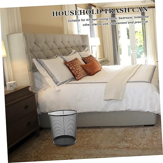 VOSAREA 2pcs Simple Style Metal Trash Container Round Wastebasket for Home Supplies