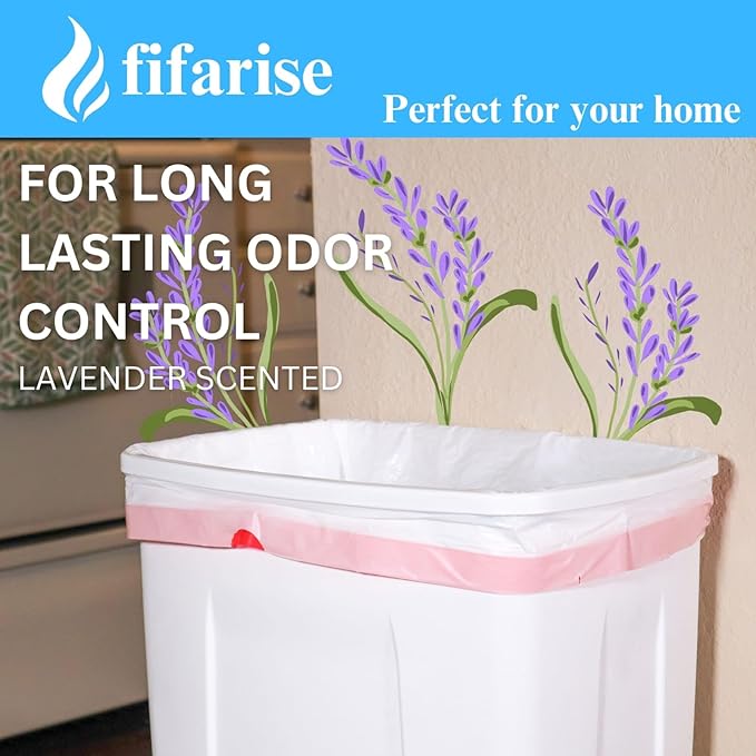 13 gallon Kitchen Trash Bags Drawstring Tall Kitchen Trash bags Lavender scent (100)