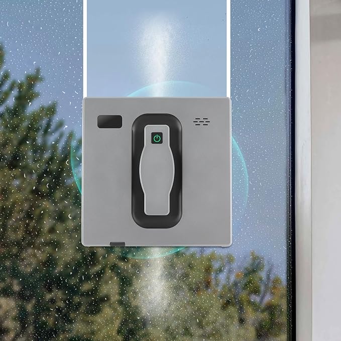 Cashewnuts 72W Window Cleaning Robot Manual/Automatic Window Vacuum Cleaner Electric Dual Spray Window Cleaner 3 Mode Low Noise Window Cleaning Machine w/Remote Control for 30-50㎡ (Silver Gray)
