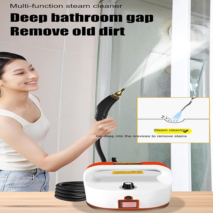 Handheld Steam Cleaner - 1600W Portable Pressurized Cleaner 4.5 Bar Pressure 3 Brush Heads 50-400ml/min Ideal for Air Conditioning Kitchen Range Hood and Car Cleaning