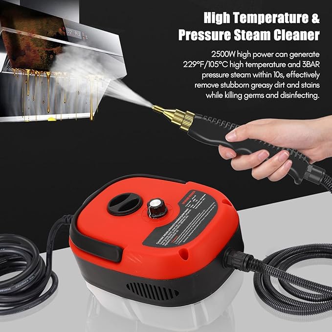 EVTSCAN Handheld Electric Steam Cleaner with Quick Heating High Temperature for Tile Countertops Microwave Oven Refrigerator Dishwasher(US Plug)