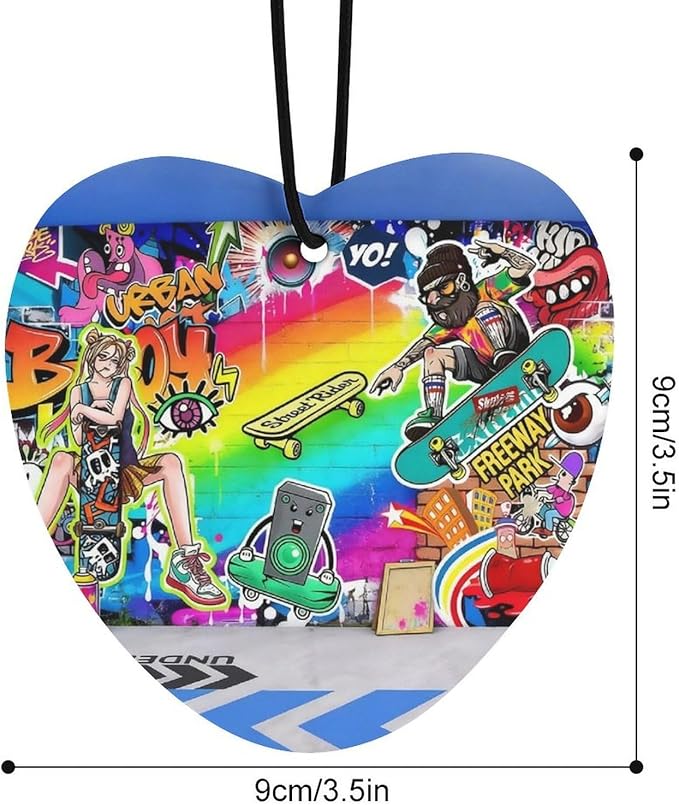 5PCS Car Air Freshener Hanging Personalized Double Sided Urban Graffiti Car Fresheners Long Lasting New Cars Scents Cute Automotive Freshies for Closets Drawers (tea)
