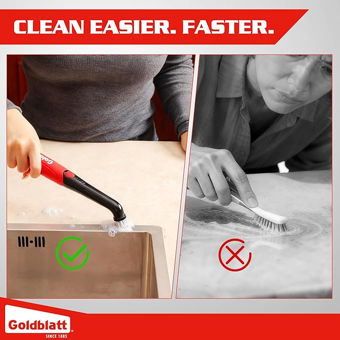 Goldblatt Cordless Electric Spin Scrubber 18-Piece Kit Power Scrubber with Battery Indicator Light Waterproof Electric Cleaning Brush for Grout Tile Bathroom Kitchen Cleaning