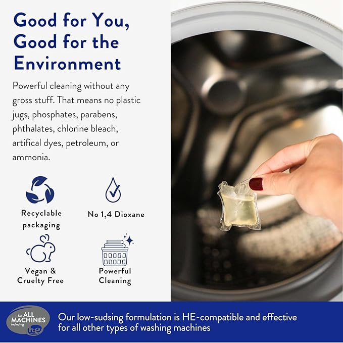 The Clean People Laundry Detergent Pods - Recyclable Packaging Hypoallergenic Stain Fighting - Ultra Concentrated Laundry Soap -Baby (Unscented) 192 Pack