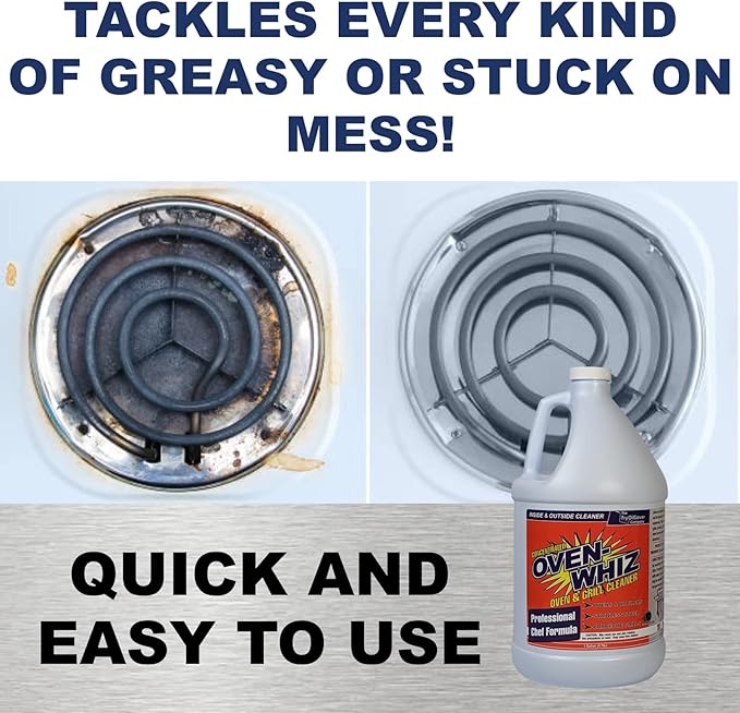 1 Gallon (128 Oz.) Oven-Whiz Oven &amp Grill Cleaner by FryOilSaver Co. Removes Tough Stains Carbon Grease &amp Food Burnt for BBQ Grills Ovens Grates for Home Kitchens Restaurant Food Trucks