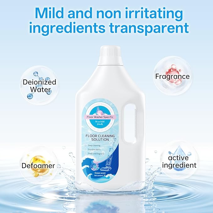 1L Fresh Ocean Floor Cleaning Solution Compatible With Tineco/Bissell/Dreame And Shark Fragrance Deodorization Deep Cleans for Multiple Hard Floors Suitable With Cordless Wet/Dry Vacuum