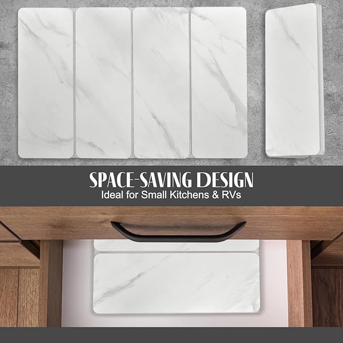 Large Stone Dish Drying Mats for Kitchen Counter 24(L)×16(W) Marble pattern Drying Collapsible Dish Drying Mat Eco-Friendly Absorbent Diatomaceous Earth Mats for Dishes Bottles Cups