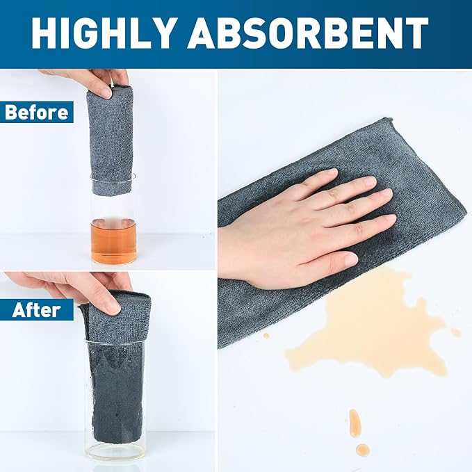 Microfiber Cleaning Cloths Bulk Pack-150 Pack Microfiber Towels Bulk Towels for Cars Cleaning Rags Gray (12x12 inches)