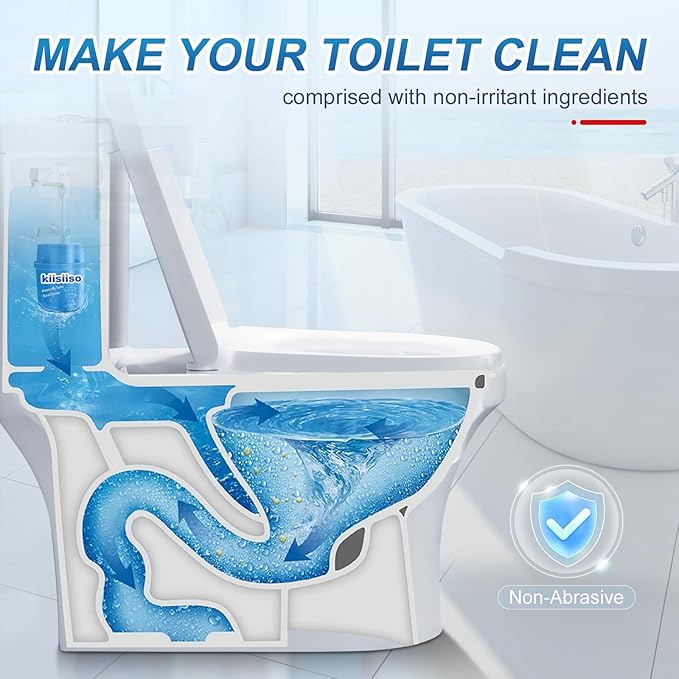 KIISIISO Toilet Bowl Cleaners-9 Bottles Blue Toilet Bowl Cleaner Tablets in Bottles with Sustained-Release Technology Upgraded Automatic Cleaning Solution Prevent Stain Build Up 63.5 oz