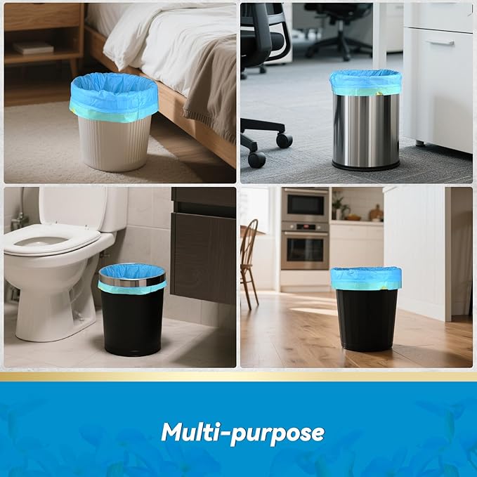 300 Count 15 Micron Extra Thick 4 Gallon Drawstring Small Trash Bags Sturdy &amp Tear-Resistant Small Garbage Bags for Bathroom Office Bedroom &amp Kitchen