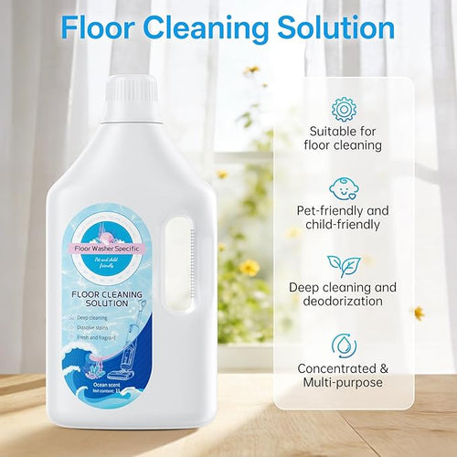 1L Fresh Ocean Floor Cleaning Solution Compatible With Tineco/Bissell/Dreame And Shark Fragrance Deodorization Deep Cleans for Multiple Hard Floors Suitable With Cordless Wet/Dry Vacuum