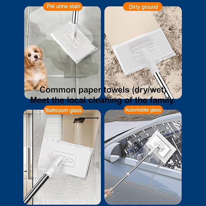 Mini Foldable Desktop MopOne-Button Disassembly for Narrow Gap CleaningDry &amp Wet Use Wall &amp FloorNo Wash Design for Kitchen Bathroom &amp More(1pc+8*Cloth)