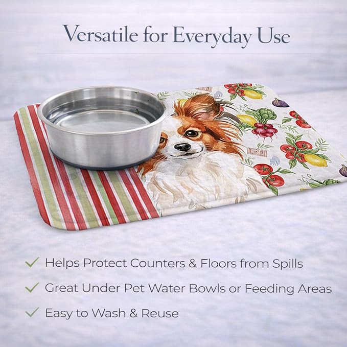 Caroline's Treasures White with Red Papillon Vegetables Dish Drying Mat Absorbent Dish Drying Mat Pad for Kitchen Counter Dish Drainer Mat for Countertop 14 x 21 Multicolor