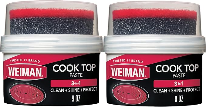 Weiman Cooktop Cleaner Paste Easily Remove Burned-On Food Grease and Watermarks Leaving Your Glass Cook Top Sparkling