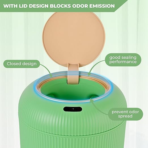 Pukomc Smart Sensor Wastebasket Convenient and Hygienic Easy to Use Technology Sensor Waterproof Wastebasket Plastic Trash can for Kitchen Bathroom Bedroom Living Room Office and Outdoor Green