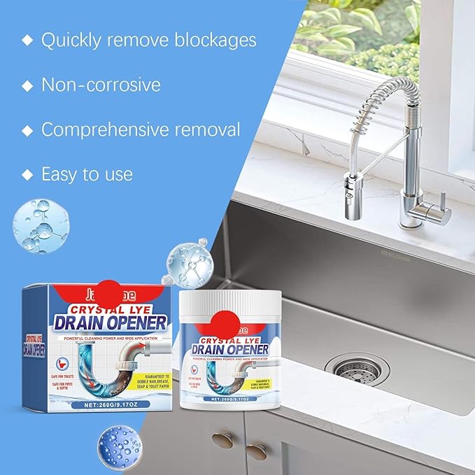 Drain Cleaner Powder - Unclog Kitchen Bathroom &amp Sink Drains | Dissolves Hair Grease &amp Soap Scum | Safe for Pipes(2PCS)