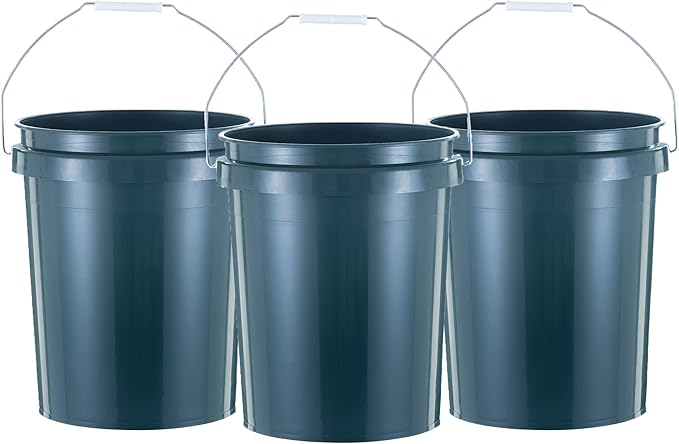 United Solution ECOSense 5 Gallon Bucket Heavy Duty Comfortable Handle Perfect for on The Job Home Projects or Cleaning Made from 90% Recycled Materials.100% Recyclable (Pack of 3)