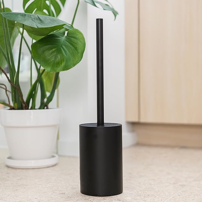 Matte Black Toilet Bowl Brush for Bathroom with Holder - Bathroom Cleaner Scrubber with Sleek Design Sturdy and Durable Bristles