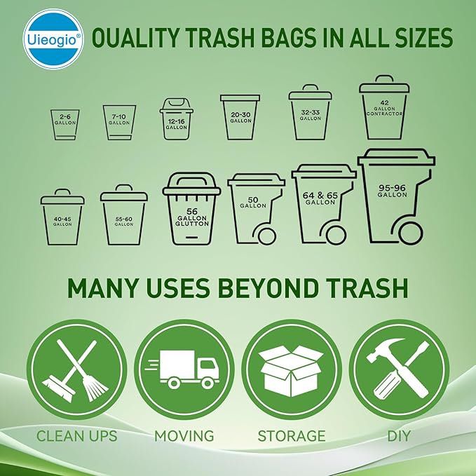 45-50 Gallon Heavy Duty Trash Bags with 50 Count Extra Thick Leak-Proof Contractor Bags for Outdoor Lawn Construction &amp Industrial Use |Thickened garbage bags 39x46 Inches100 cm x 120 cm