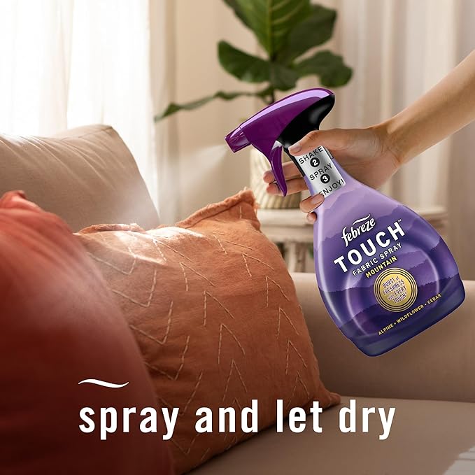 Febreze Touch Fabric Spray Air Freshener Odor-Fighting Fabric Refresher Couch and Linen Spray Sneaker Balls Alternative Ocean and Mountain Scent Multicolor 16.9oz 2ct