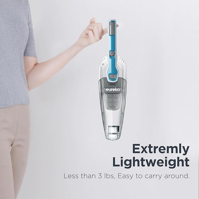 Eureka Corded Stick Vacuum Cleaner for Home Pet Hair Lightweight Stick Vacuum Cleaner with Powerful Suction for Carpet Tile and Hard Floor Aqua Blue 3-in-1 Handheld Vac NES100