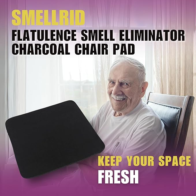 SmellRid Activated Carbon Chair Pad – 16” x 16” Flatulence Deodorizer Seat Cushion – Activated Charcoal Odor Absorber Seat Pad for Office Chair Home Office Seating Car Seats &amp Everyday Odor Cont