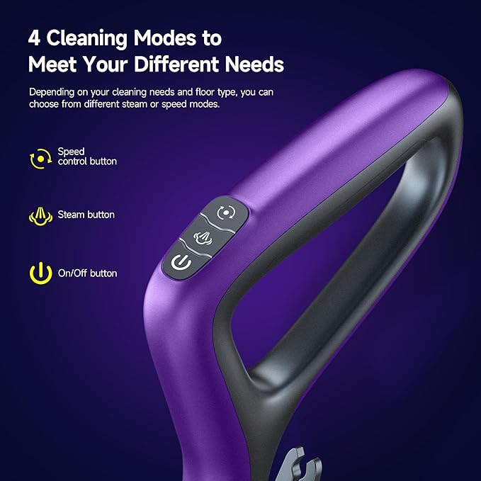 Steam &amp Scrub Mop with Rotating Mop Pads LED Headlights Adjustable Spin Control for Cleaning Hard Floor