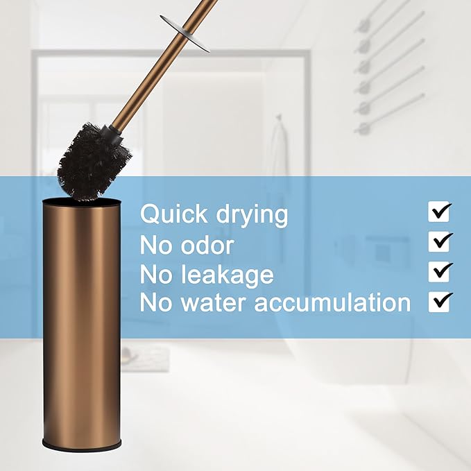 BGL Rose Gold Toilet Brush and HolderStainless Steel Toilet Brushes for Bathroom with Holder