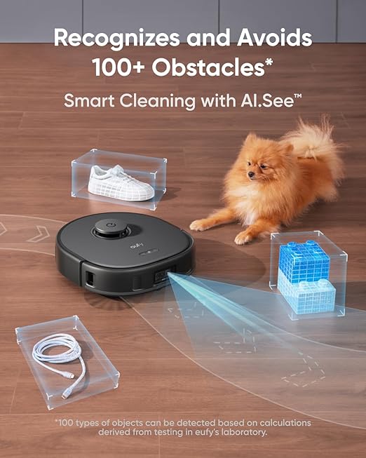 eufy X10 Pro Omni Robot Vacuum and Mop Combo Incredible Suction Dual Mops with 12 mm Auto-Lift and Carpet Detection AI Obstacle Avoidance Auto Mop Washing&ampDrying Self-Emptying Self-Refilling