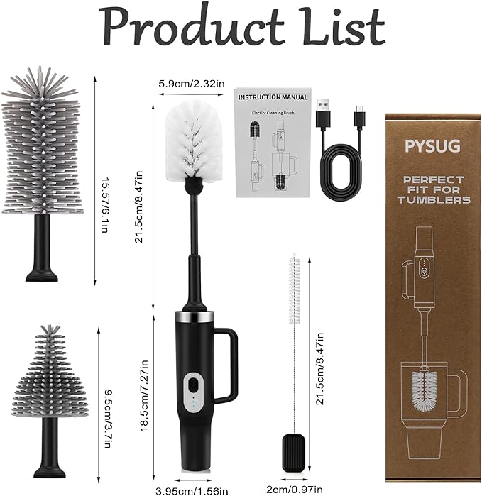 5-in-1 Long Handle Electric Water Bottle Brush Straw Cleaner Brushes with Removable Brush Head Water Bottle Brush Bottle Brushfor Stanley Cups Baby Bottles Pacifiers