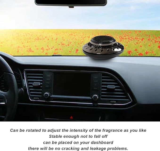 Car Air Freshener Flying Disc Design Long Lasting Aromatherapy with Plant Extracts Adjustable Fragrance Intensity Odor Removal for Car Interior Purifies Air Includes 2 (Black)