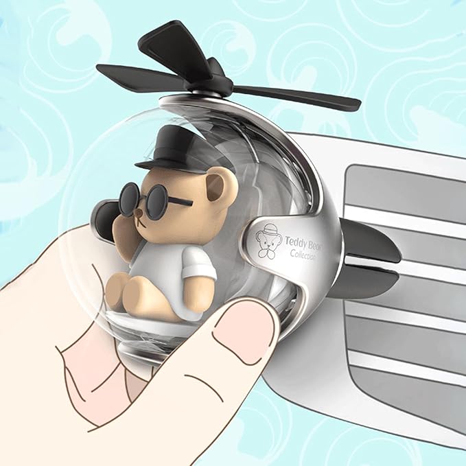 2 Pcs Pilot Car Air Freshener Cute Duck Car Vent Clip Air Freshener Automotive Air Outlet Fan Diffuser Automotive Interiors Vent Decoration (Silver+Red)