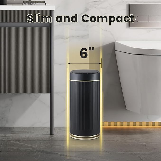 ELPHECO 2 Gallon Bathroom Trash Can with 120 Counts Trash Bags
