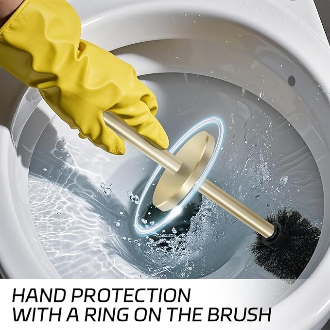 Stainless Steel Toilet Brush with Holder Set for Bathroom Storage and Organization Toilet Bowl Cleaner Brush and Holder (1 Gold)