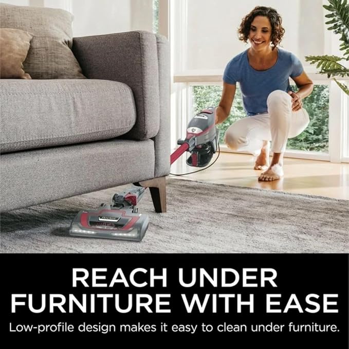 SharkLightweight Corded Stick Vacuum Cleaner with Powerful Suction Swivel Steering and Wall Mount Storage. (Red)