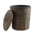 Bathroom Trash Can with Lid - Espresso Small Woven Hyacinth Wicker Waste Basket
