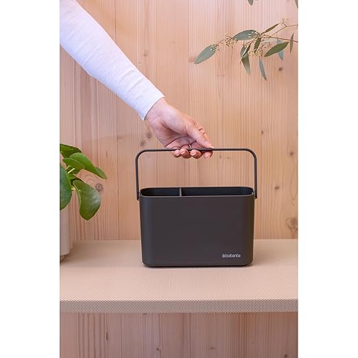 Brabantia SinkSide Cleaning Caddy with Handle - Dark Gray | Cleaning Products Organiser &amp Storage |Ergonomic &amp Compact Basket for Cleaning Tools