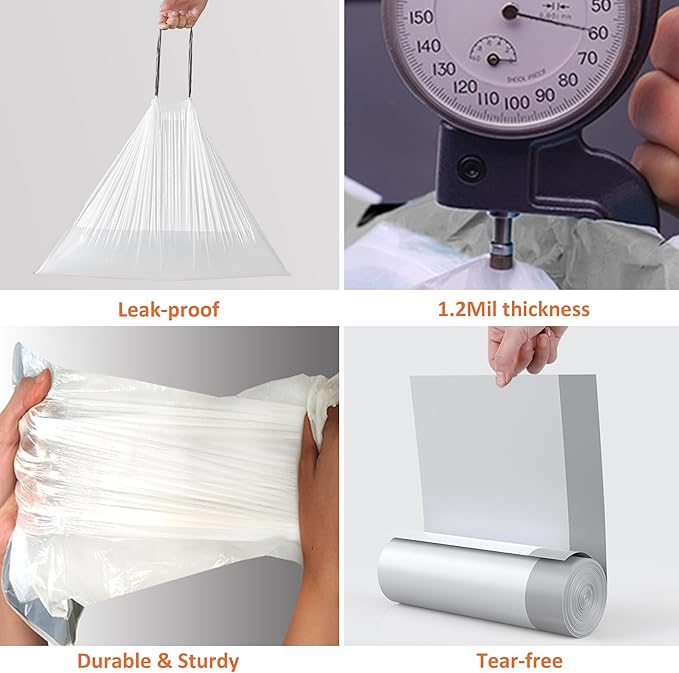 5 Gallon Heavy Duty Trash Bags 1.2 Mil Thick with Reinforced Drawstring | Compatible with 5Gallon Bucket &amp Mesh Trash Can &amp Fit All 5 Gallon Trash Can | Tear &amp Leak Resistant