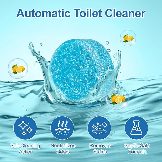 Automatic Toilet Bowl Cleaner TabletsBlue toilet seat Descale &amp Deodorize Septic-Safe Continuous Cleaning Fresh Scent Drop-In Tank Cleaner effective to use Works with Toilets 50 Pack-Fresh S