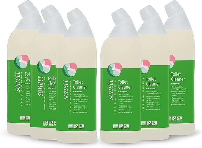 Sonett Organic Toilet Cleaner Mint-Myrtle(25fl Oz/ 750ml) Effectively removes dirt urine and hard water deposits (Pack of 6)