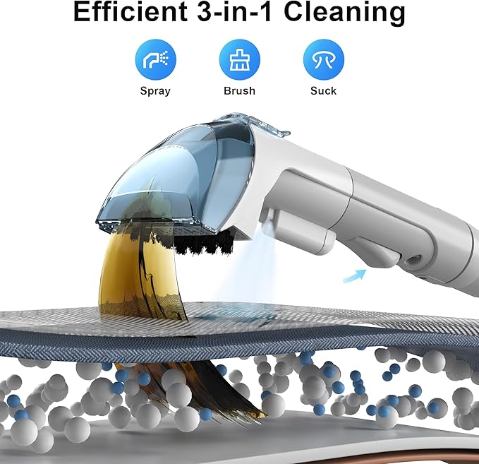 Carpet Cleaner Machine Upholstery - 450W Shampooer Portable for Couch Rug Sofa Car Seat Furniture Fabric Wet Vacuum Spot Handheld Small Mini Car Water Aspiradora de Agua Deep Extractor Washer